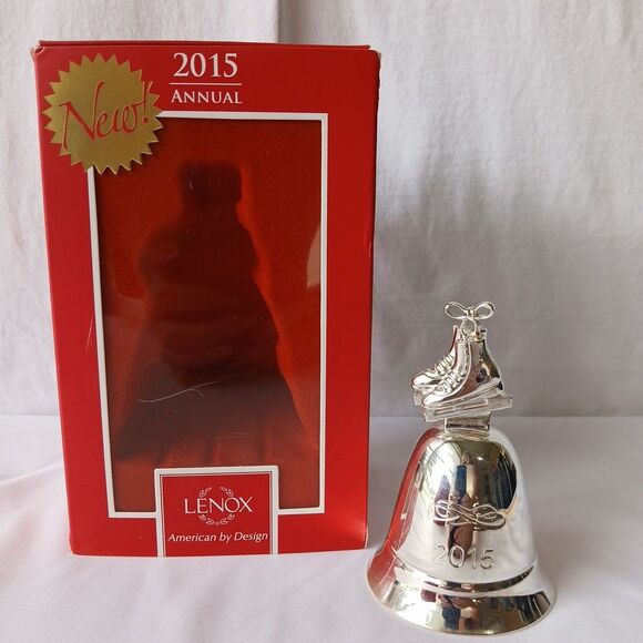 Lenox Kirk Stieff 2015 Annual Musical Bell Ice Skates In Box 854290 - Picture 1 of 6